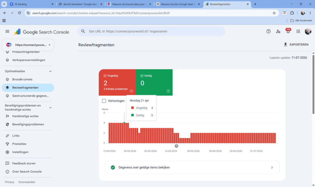 reviewfragmenten google search console
