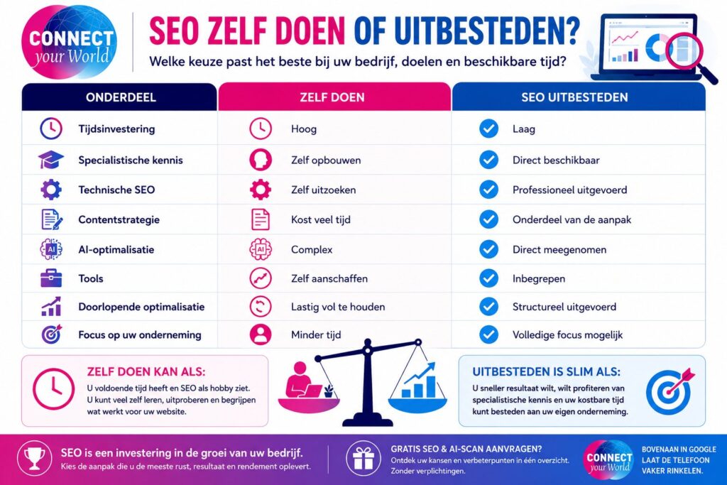 seo zelf doen of uitbesteden